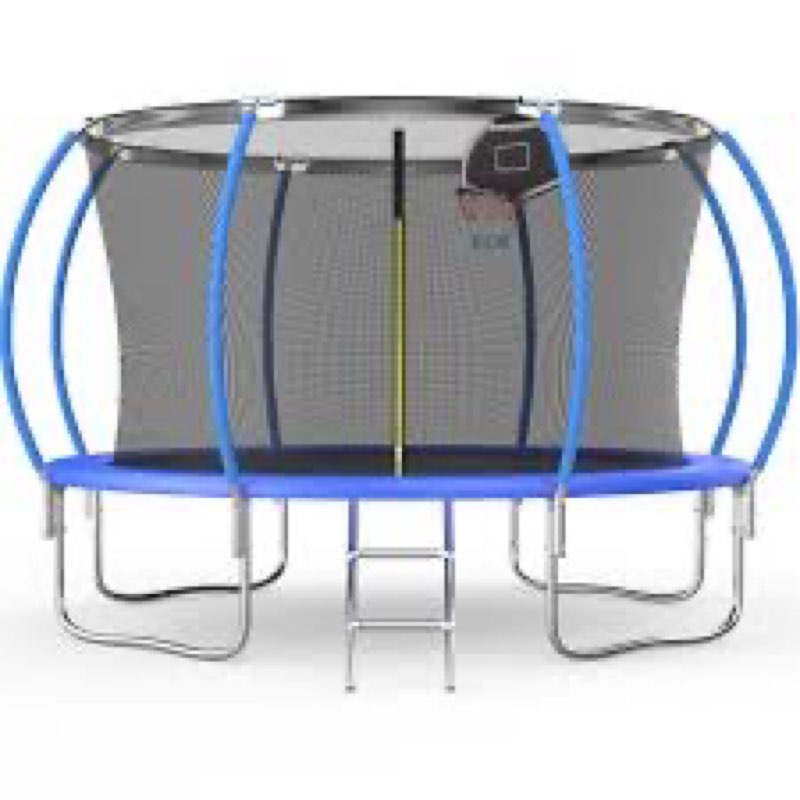 SENCHO GINSYTALIOR 12' Round Backyard Trampoline with Safety Enclosure Pad Color: Black