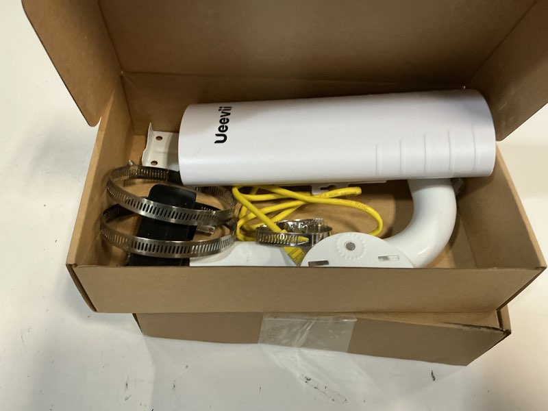 Condition photo showing As Is for Wireless Bridge Point to Point Outdoor: Ueevii 5.8GHz Dual 100Mbps WiFi Bridge, 2KM Range CPE for Network Extend, PoE Adapter, IP65 Weatherproof, CPE453 for Starlink Garage Barn Shop White