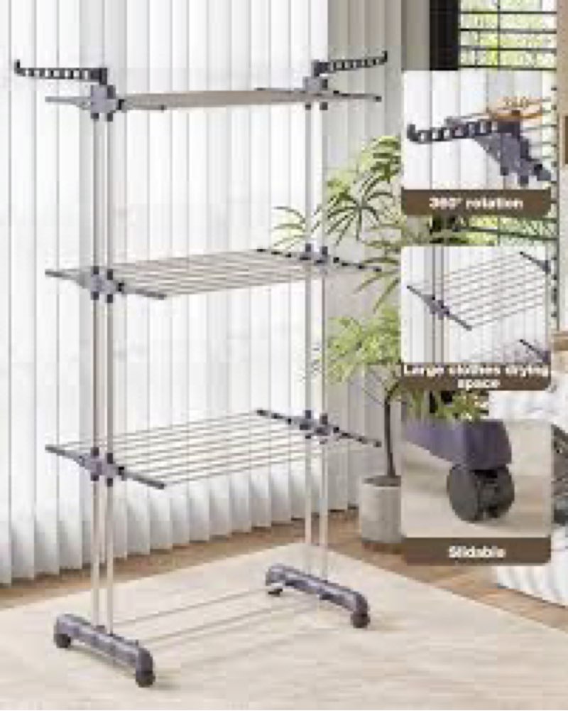 Bigzzia Clothes Dryng..tn Two Side Wings Grey 