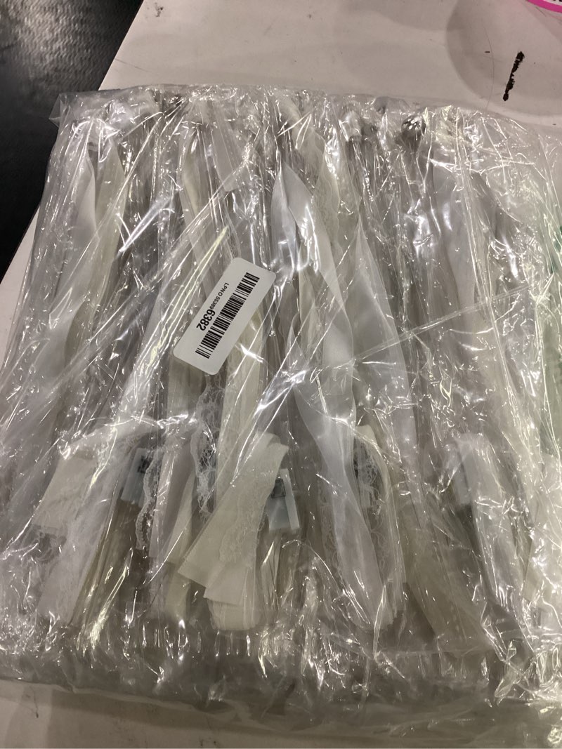 Condition photo showing Good Condition for (not tested)50 pcs wedding wands ribbon streamers with 3 colorful flashing modes, light up led silk fairy wands, glow lace stick with bells for wedding reception, graduation, new year, birthday party (warm white) 50 pcs lvory & warm white led