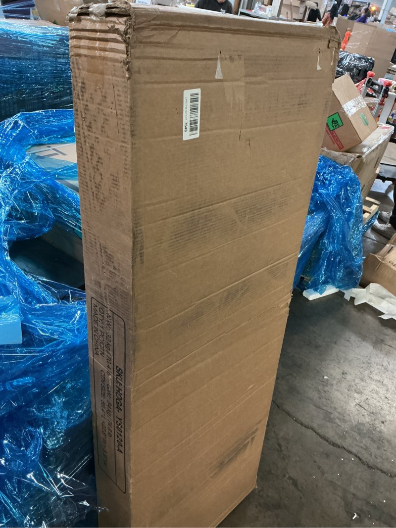 Condition photo showing Good Condition for Tribesigns 71 inch Executive Desk, L Shaped Desk with Cabinet Storage, Executive Office Desk with Shelves, Business Furniture Workstation for Home Office, Brown and Black Rustic Brown