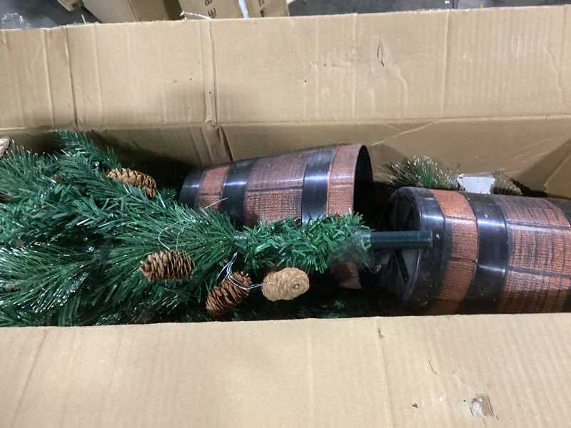 Condition photo showing As Is for Set of 2 Christmas Trees with Lights 4-FT Artificial Potted Porch Berries and Pinecone Christmas Tree Battery Powered with 8 Modes and Timer for Indoor Outdoor Pinecone Tree