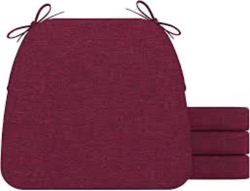 AAAAAcessories D-Shaped Chair Cushions, 2" Thick Dining Chair Pads with Ties and Removable, Machine-