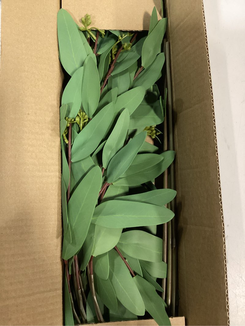Condition photo showing Good Condition for Faux Eucalyptus Stems Willow Eucalyptus Leaves 31.4” Faux Greenery 6 Branches Artificial Greenery Stems for DIY Bouquet Arrangements Centerpieces Shower Decorations-Artificial Eucalyptus Stems Eucalyptus 31.4