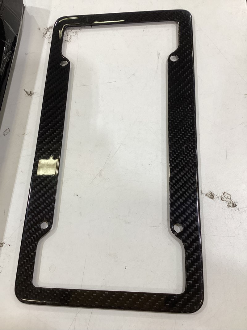 Condition photo showing As Is for real carbon fiber license plate frame plate holder with mounting tools license plate cover for car tag frames