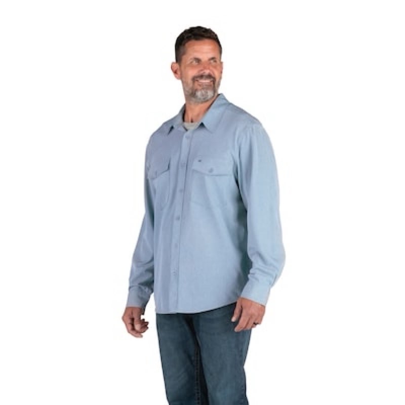 berne apparel men's blue light weight poplin long sleeve solid button-down shirt ( 2xl )