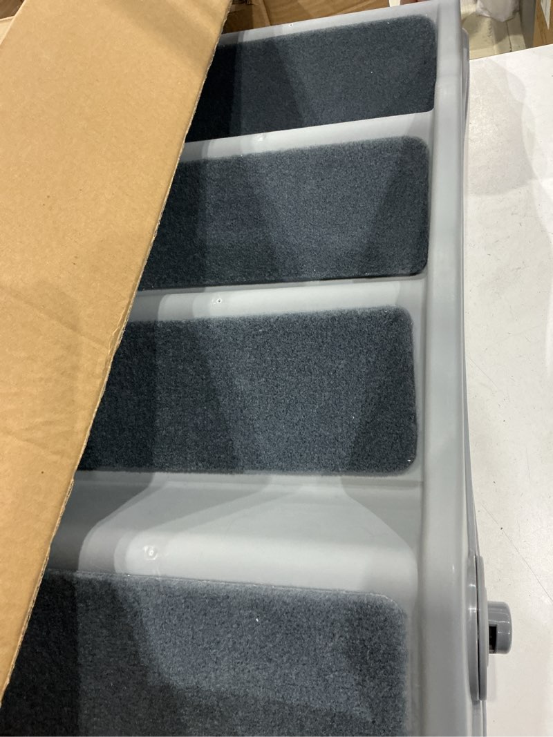 Condition photo showing Good Condition for amazon basics foldable non-slip pet stairs for small dogs and cats, senior pets, easy to climb, 14.6" x 22.75" x 19.5", grey 14.6'' w x 22.75'' d x 19.5'' h grey