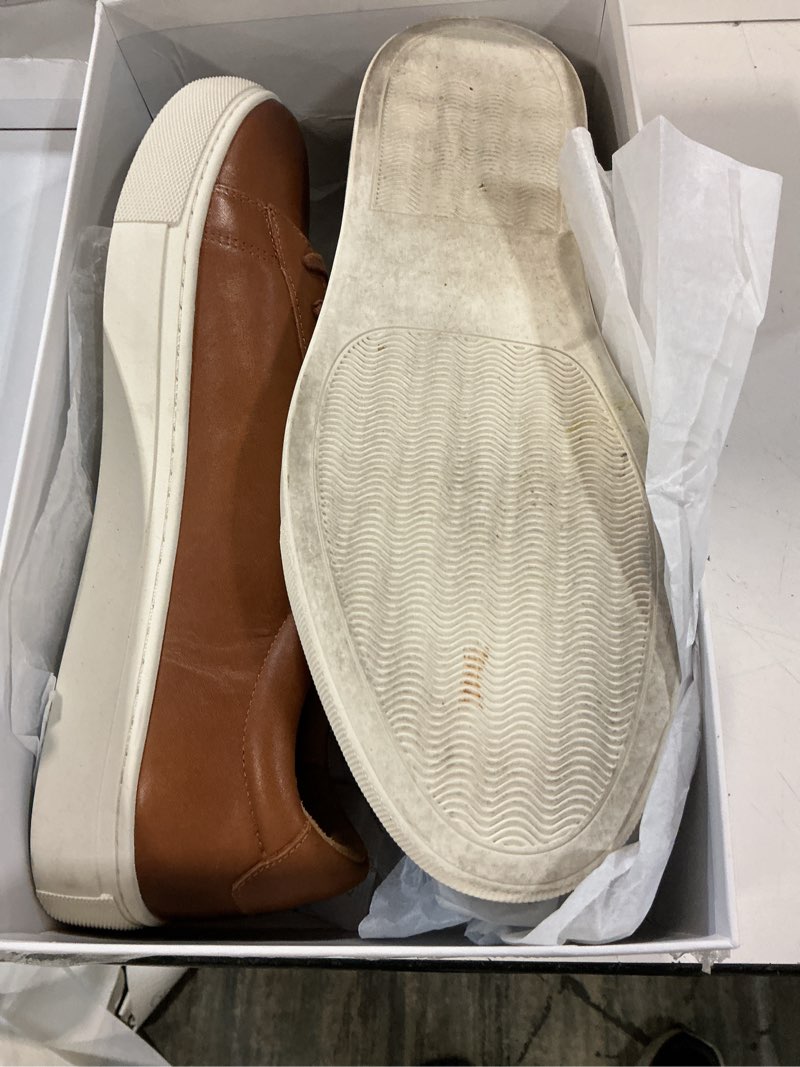Condition photo showing As Is for quince italian leather everyday sneaker, 9.5, tan