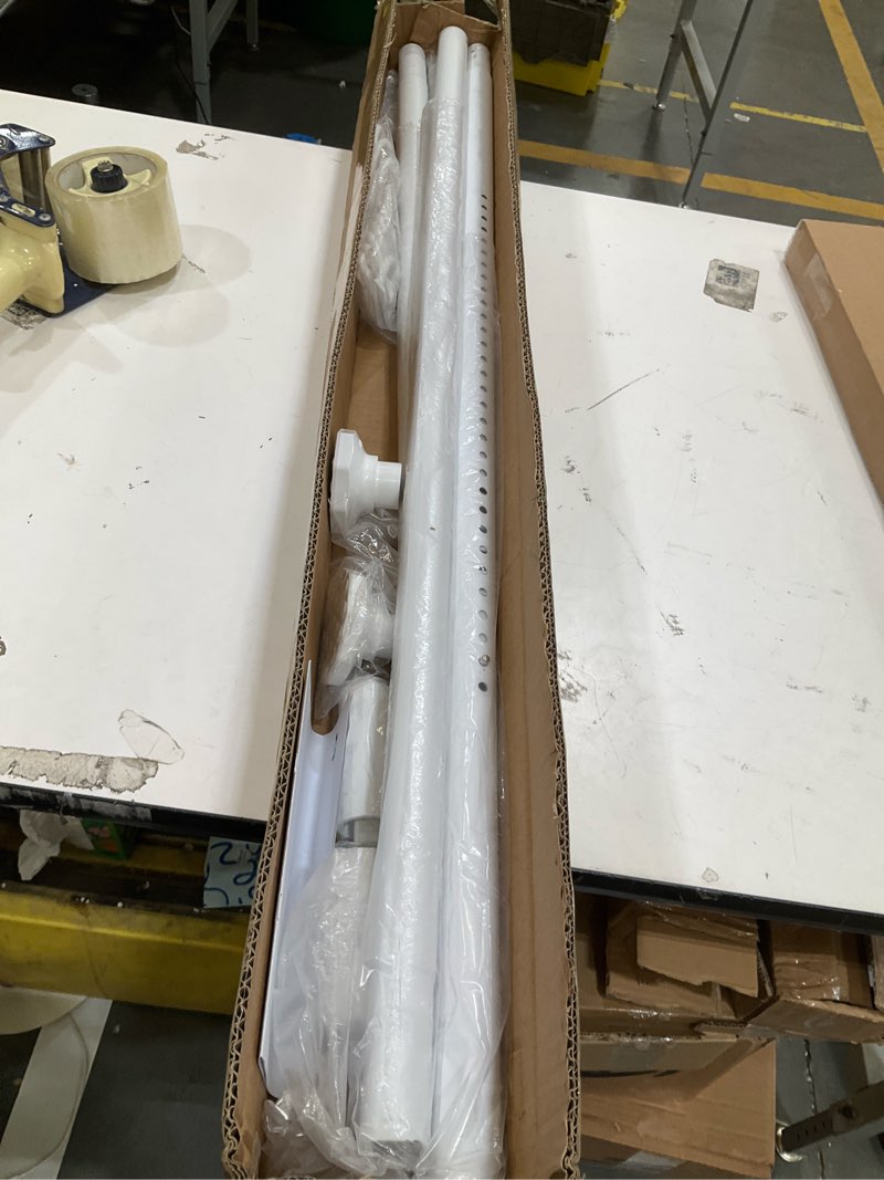 Condition photo showing Good Condition for tension curtain rod 51-168 in (4-14 ft), extra long curtain rods no drilling for window treatment rods, adjustable heavy duty tension rod, outdoor curtain rods for patio, never rust, white 51-168 inches white
