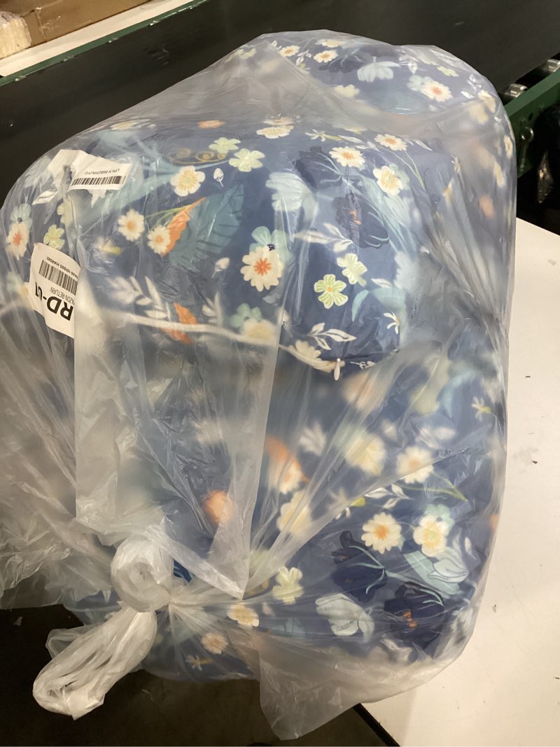 Condition photo showing Good Condition for waterproof egg chair cushion replacement 47x31.5x4.7 inch thicken hanging egg swing chair cushion indoor outdoor wicker rattan hammock basket cushion with headrest pillow, blue peony 5#