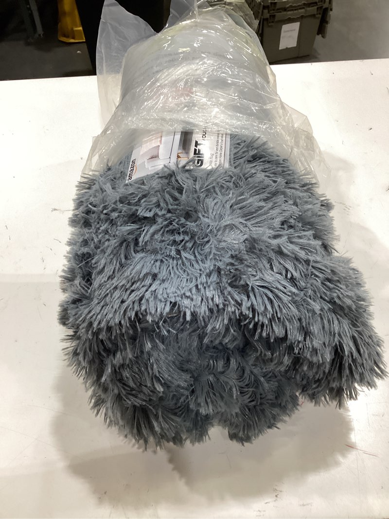 Condition photo showing Good Condition for area rug, modern carpet faux fur rug, fluffy rug non slip fuzzy rug, soft shaggy plush area rugs nursery rug for living room bedroom floor room home decor kids boys girls mats (grey, 5 x 8 ft)