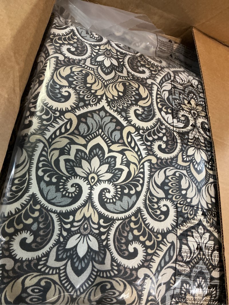 Condition photo showing Good Condition for arden outdoor foam deep seat cushion set, 24 in x 24 in, weather-proof, rain-proof, fade resistant patio cushion, bottom and back cushion for chair, sofa, and couch black aurora damask certi-pur foam black aurora damask 1 pack