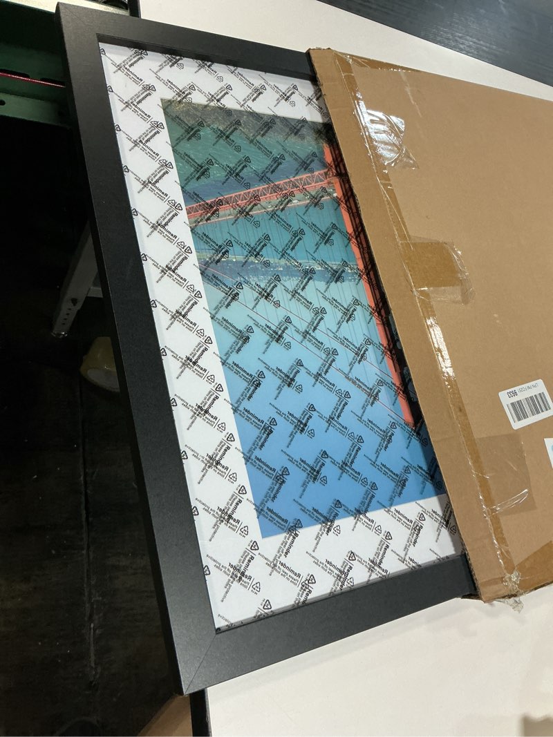 Condition photo showing New/Like New for PEALSN 20x20 Picture Frame, Display Pictures 16 x 16 with Mat or 20 x 20 Without Mat for Wall Mounting Display, Poster Frames, Black Black 20x20