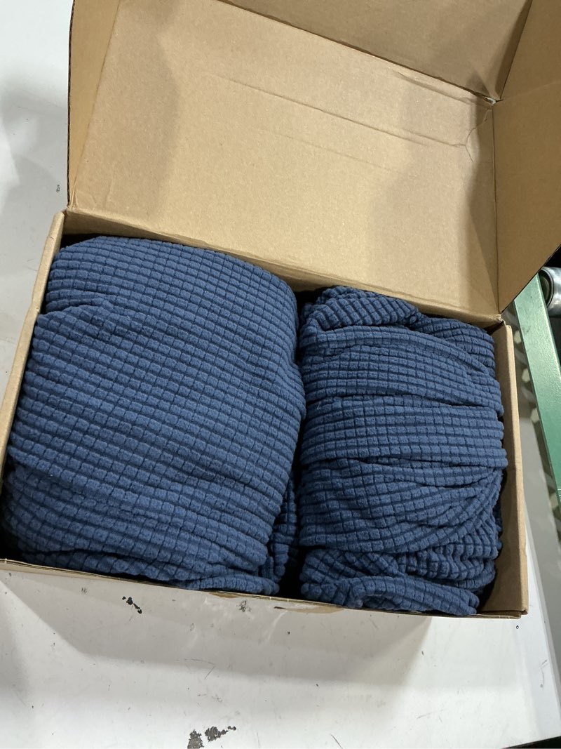 Condition photo showing Good Condition for 2 sets back to back boat seat covers replacement boat lounge seat covers, microfiber soft stretchable fabric for protector marine lounge bench (navy blue)