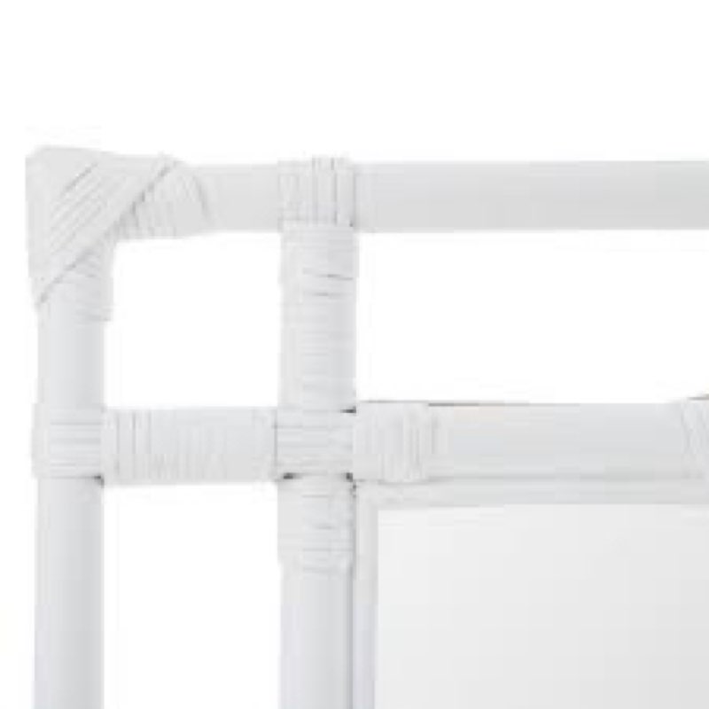 Alderson Rectangular Rattan Decorative Chippendale Wall Mirror, White INCOMPLETE 