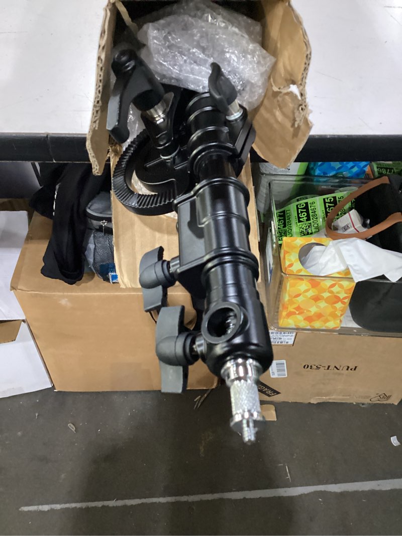 Condition photo showing As Is for neewer pro 100% stainless steel heavy duty c stand with boom arm, max height 10.5ft/320cm photography light stand with 4.2ft/128cm holding arm, 2 grip head for studio monolight, softbox, reflector st-c-cb