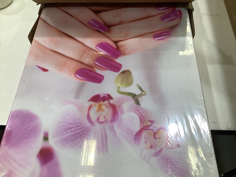 Condition photo showing Good Condition for kreative arts 3 pieces canvas prints purple orchid flowers nail-painting wall art hands spa pictures beauty salon manicure posters printed on canvas for nail salon walls decor 16x24inchx3pcs