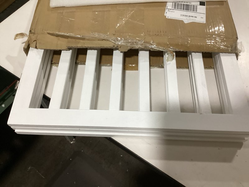 Condition photo showing As Is for Dog Gate Wooden Freestanding Pet Gate3 Panel 23.6" Height White Indoor Dog Fences,House Gate for Doorways & Stairs