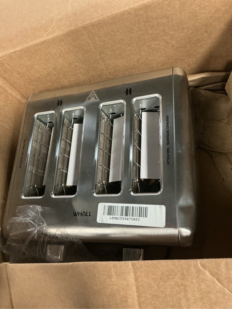 Condition photo showing As Is for WHALL Touch Screen Toaster 4 Slice, Smart Digital Toaster with 1.5" Wide Slots, 6 Shade Settings & 6 Bread Types, Memory Function, Countdown Timer, Brushed Stainless,Ideal Kitchen Gift(Silver, 4) Silver 4