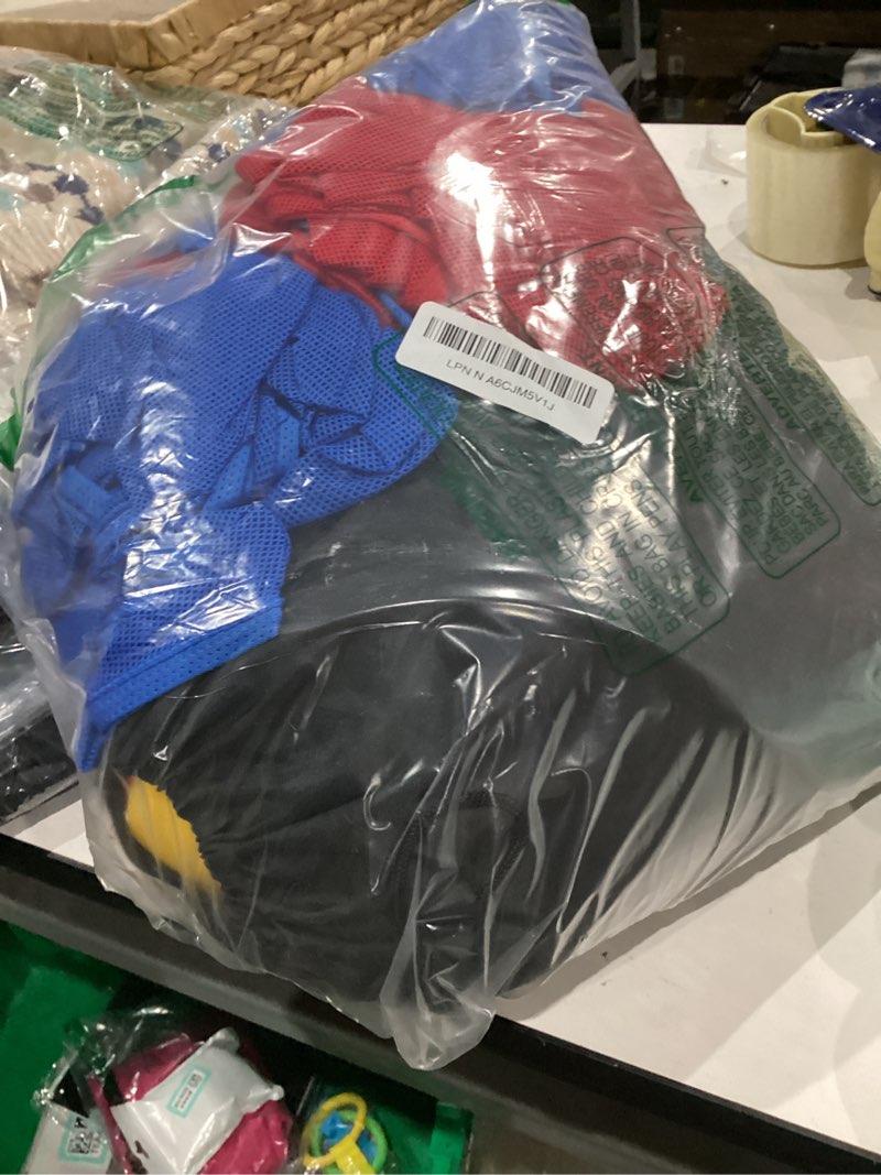 Condition photo showing As Is for Sratte Flag Football Set 14 Player Football Flags 14 Nylon Mesh Pinnies Jerseys 14 Adjustable Belt 12 Cones for Training(Red, Blue)