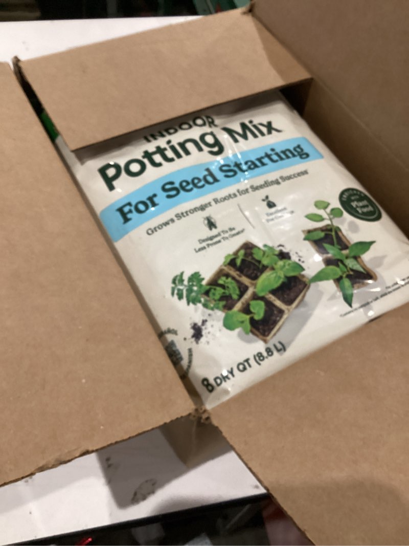 Condition photo showing As Is for miracle-gro indoor potting mix for seed starting, for starting vegetable, flower, and herb seeds indoors, excellent for cuttings, 8 qt. (2-pack) 2 pack