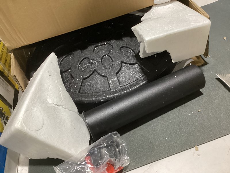 Condition photo showing As Is for outdoor patio umbrella base stand by pure garden