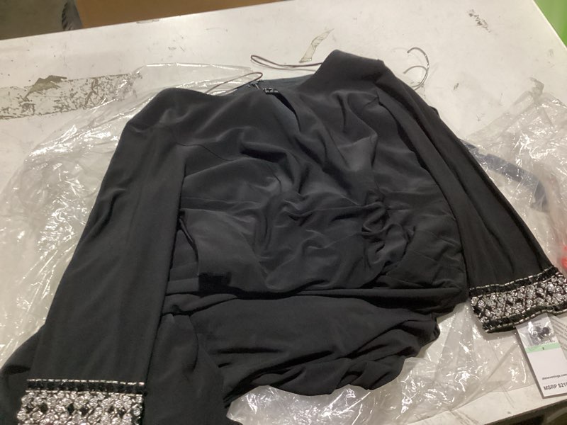 Condition photo showing Good Condition for (black) (size 8) regular - a-line jersey dress with side ruched cascade skirt