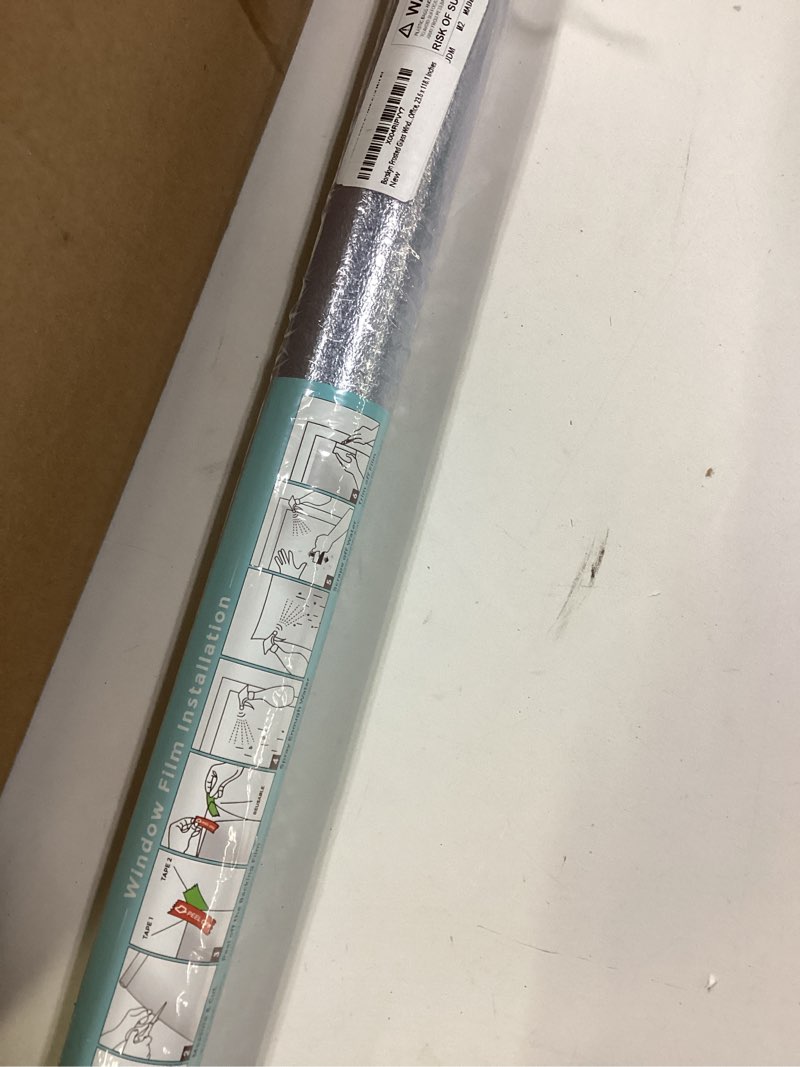 Condition photo showing New/Like New for Frosted Glass Window Film, Privacy Window Cling UV Blocking, Non Adhesive Static Cling Coverings Film Decorative for Home Office, 23.6 x 118.1 Inches 23.6 x 118.1 Inch Clear