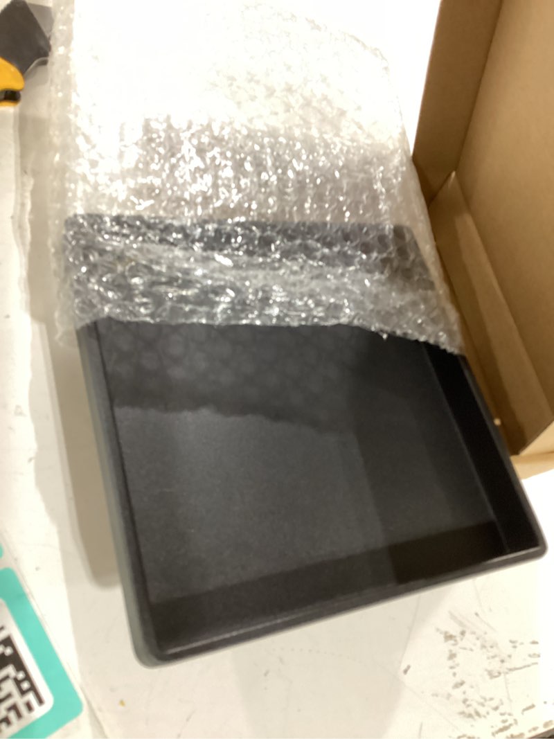 Condition photo showing New/Like New for small square serving tray (5.9 inch), durable black tray for desserts & organization, lightweight for coffee, drinks, party, seasoning, perfume and display. 5.9" x 5.9" x 0.8" black - 1 tray