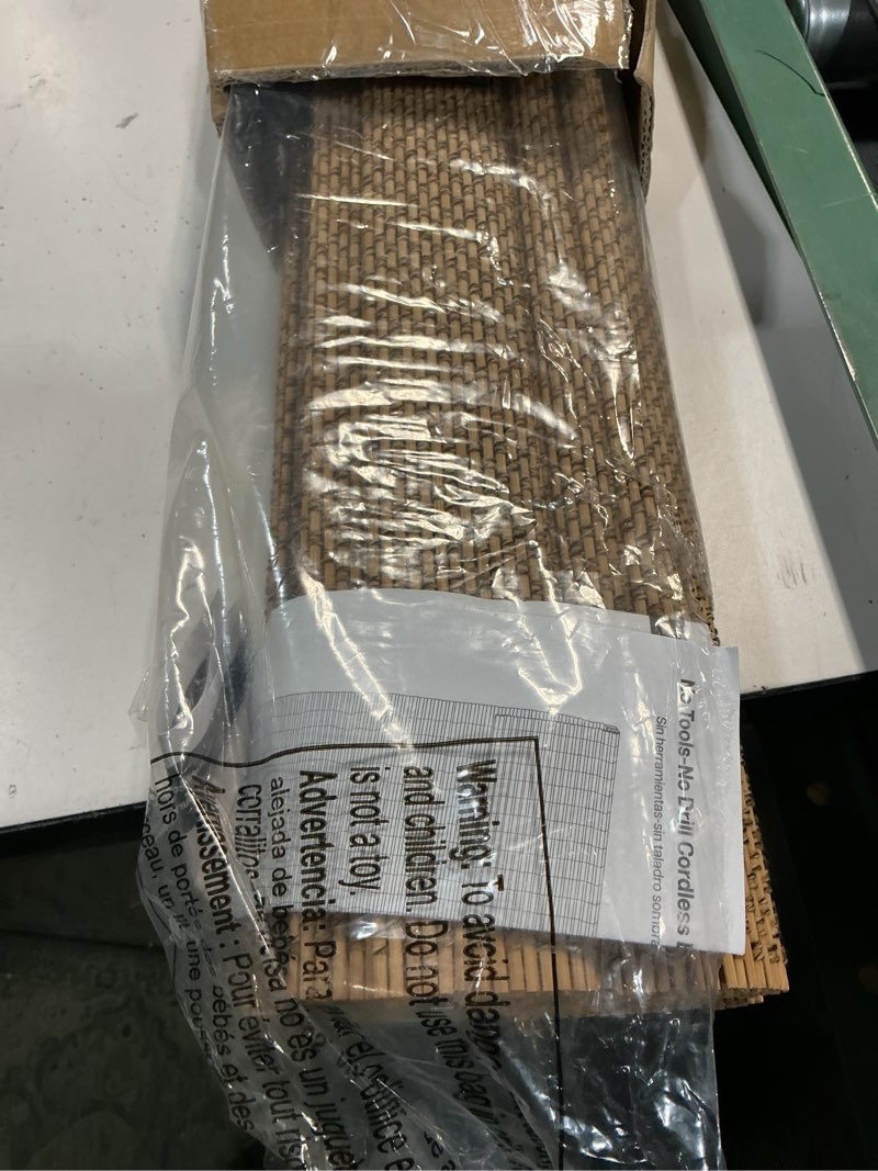 Condition photo showing Good Condition for lazblinds no drill cordless bamboo roman shades, light filtering blinds for indoor windows, roll up bamboo blinds for home, 20" w x 64" h, star-brown star-brown 20"w x 64"h