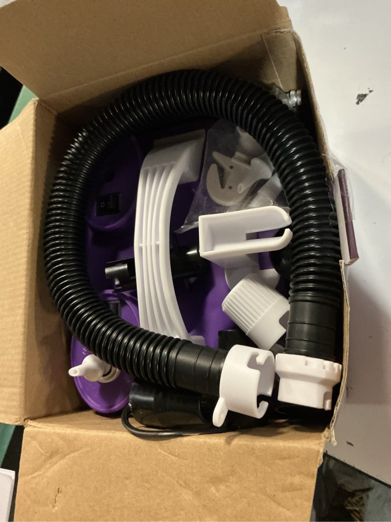 Condition photo showing Good Condition for 4-in-1 electric balloon pump for all balloons, inflatables, and sports balls, triple inflating ports for latex foil 260q mylar balloon, inflator deflator for air beds pool floats yoga balls purple