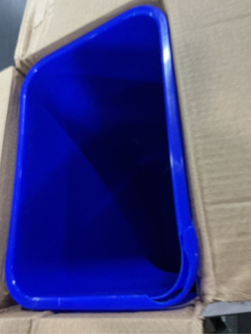 Condition photo showing Good Condition for amazon basics rectangular commercial office wastebasket, easy to clean, lightweight, 10 gallon, blue, recycle logo blue 10 gallon (pack of 1)