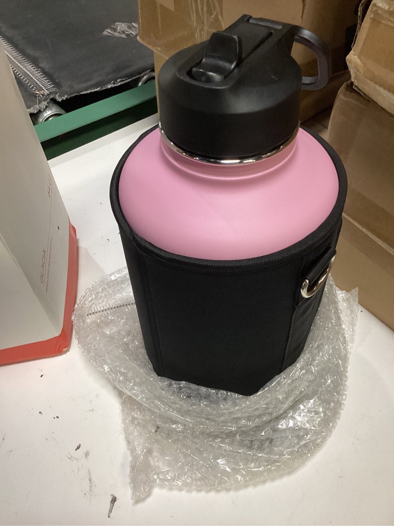 Condition photo showing Good Condition for water bottle insulated 64 oz with straw & 3 lids, coolflask half gallon water jug large metal stainless steel wide mouth, non-bpa keep cold 48h hot 24h, bubblegum princess 64 ounces bubblegum princess