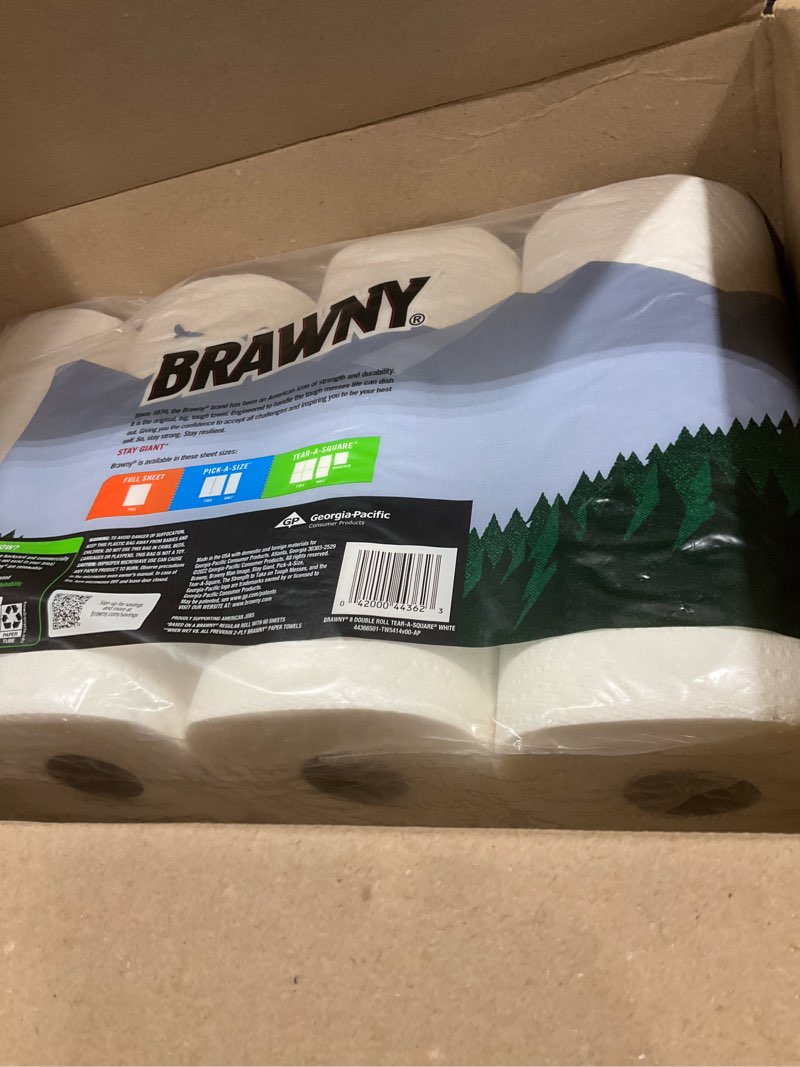 Condition photo showing Good Condition for brawny® tear-a-square® paper towels, 8 double rolls = 16 regular rolls double 16 count (pack of 1)