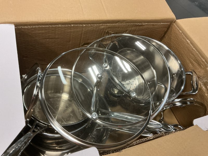 Condition photo showing As Is for Cuisinart 77-11G Stainless Steel 11-Piece Set Chef's-Classic-Stainless-Cookware-Collection