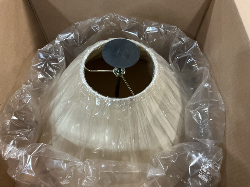 Condition photo showing Good Condition for aspen creative 32204a hardback empire spider lamp shade in ivory, 6" top x 19" bottom x 12" slant height