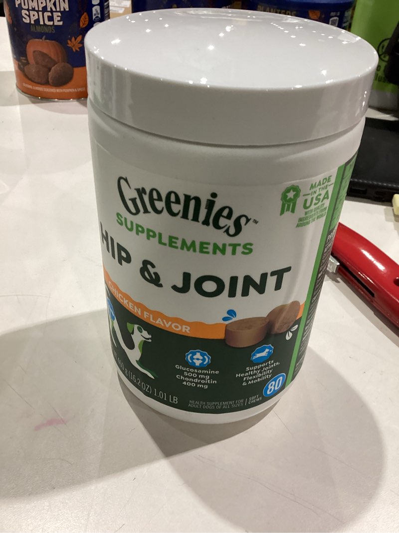 Condition photo showing Good Condition for greenies hip and joint supplements for dogs  chicken flavor  16.2 oz  80-count soft chews