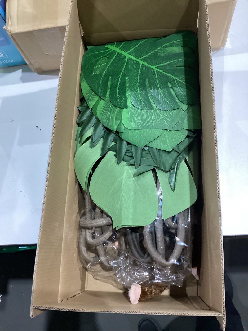 Condition photo showing Good Condition for 90 pcs jungle theme decoration tropical rainforest safari party decor 4 hanging monkey stuffed 14.4 ft pothos vines 20ft artificial rattan 60 palm leaf set for birthday classroom party (20ft) 93