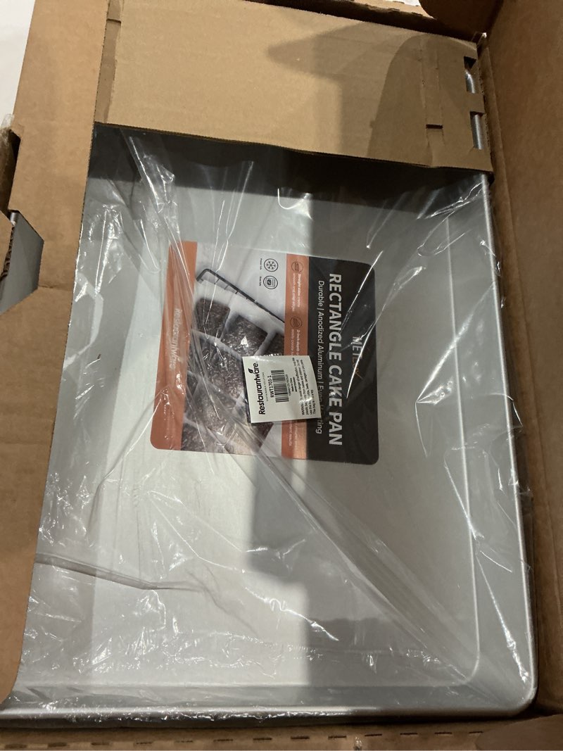 Condition photo showing Good Condition for restaurantware met lux 12 x 12 x 2 inch straight-sided baking tin, 1 square cake pan - oven-ready, freezable, anodized aluminum baking sheet cake pan, greaseproof, for baking cake and brownie