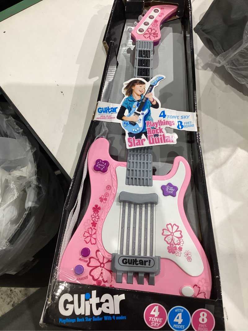 Condition photo showing As Is for kids toddler baby childrens electric toy guitar with strap ideal for 3 4 5 7 8 year old boys girls gifts(pink)