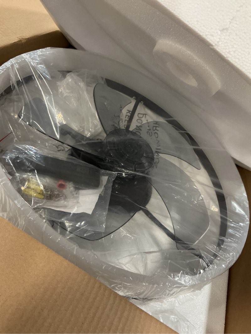 Condition photo showing Good Condition for VOLISUN Low Profile Ceiling Fans with Lights and Remote, 19.7in Fandelier Ceiling Fan Flush Mount, 3000K-6500K Smart Bladeless LED Fan Light, Brown Modern Ceiling Fans with Lights for Bedroom Brown 19.7 INCH