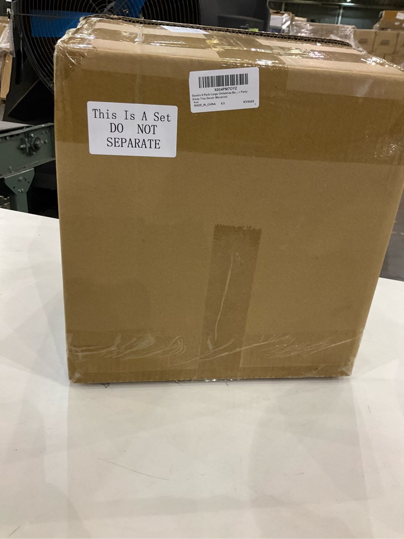 Condition photo showing New/Like New for Deekin 8 Pack Pastel Christmas Large Ball Ornaments 6 Inch Pink Candy Christmas Decor Jumbo Purple Macaron Hanging Glitter Balls Plastic Giant Oversized Ornaments for Indoor Outdoor Party Xmas Tree