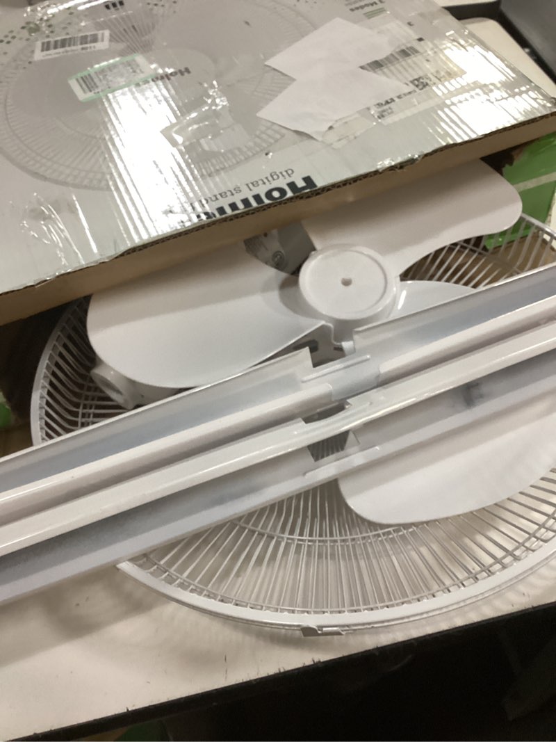 Condition photo showing Good Condition for HOLMES 16" Digital Stand Fan, 80° Oscillation, 3 Speeds, 3 Modes, 7.5-Hour Timer, Adjustable Height, 30° Head Tilt, Ideal for Home, Bedroom or Office, Remote Control, White White 16 Inch