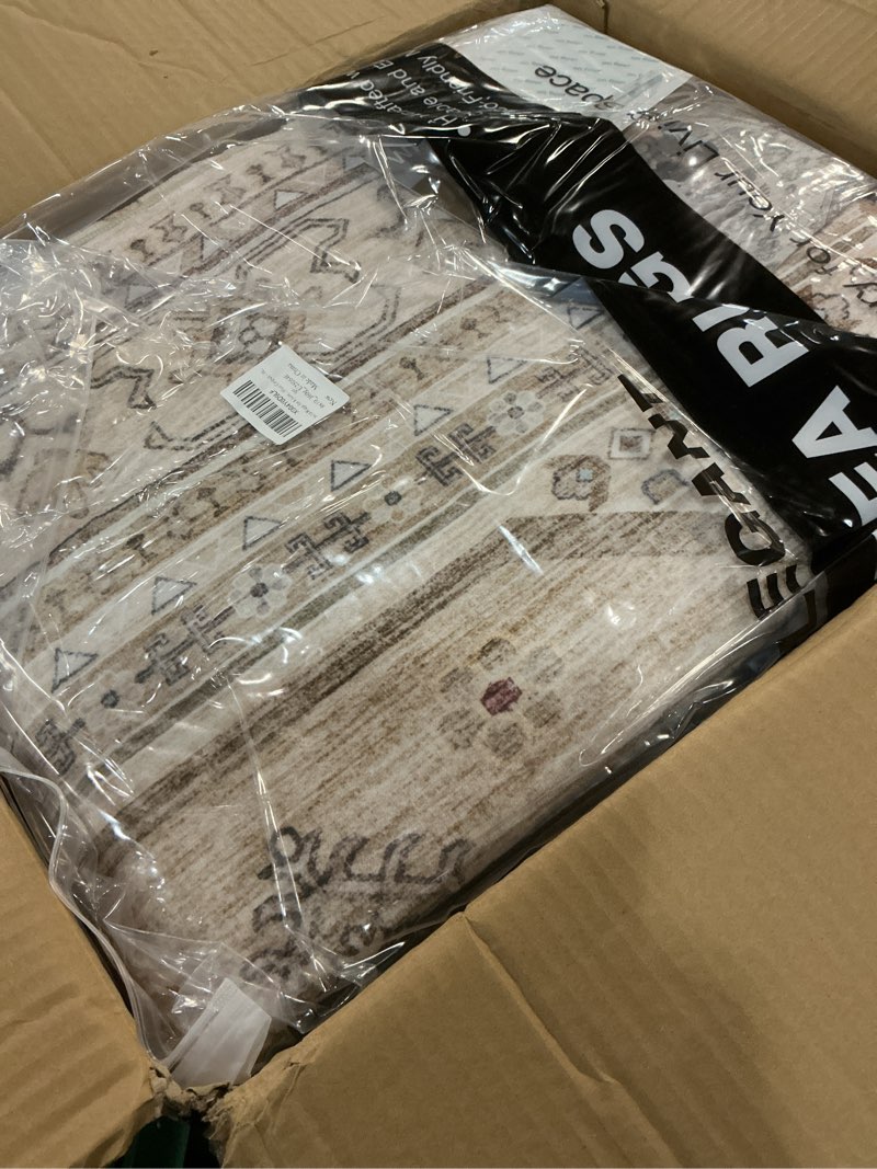 Condition photo showing Good Condition for 8x10 washable area rug, large rugs for living room stain resistant non slip backing soft low pile vintage carpet for bedroom dining room kid & pet friendly home decor - beige beige 8' x 10' (rectangular)