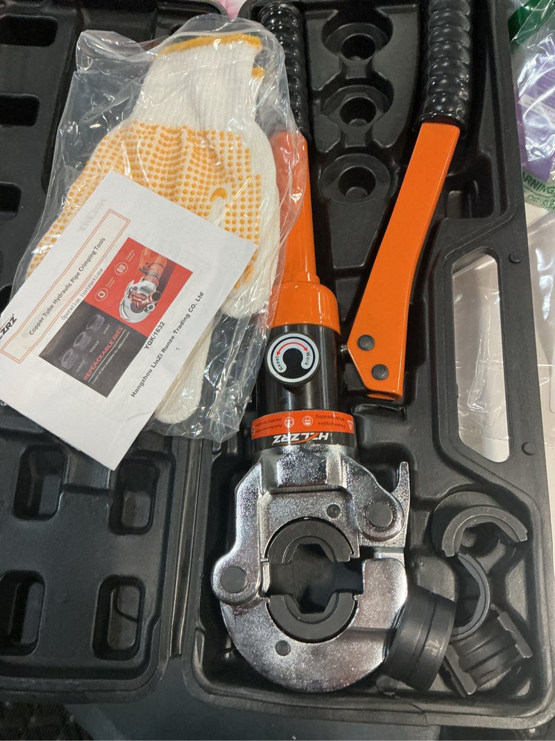 Condition photo showing Good Condition for (( missing pieces))hzlzrz propress tool for copper pipe, hydraulic tool dies jaw 1/2, 3/4, 1