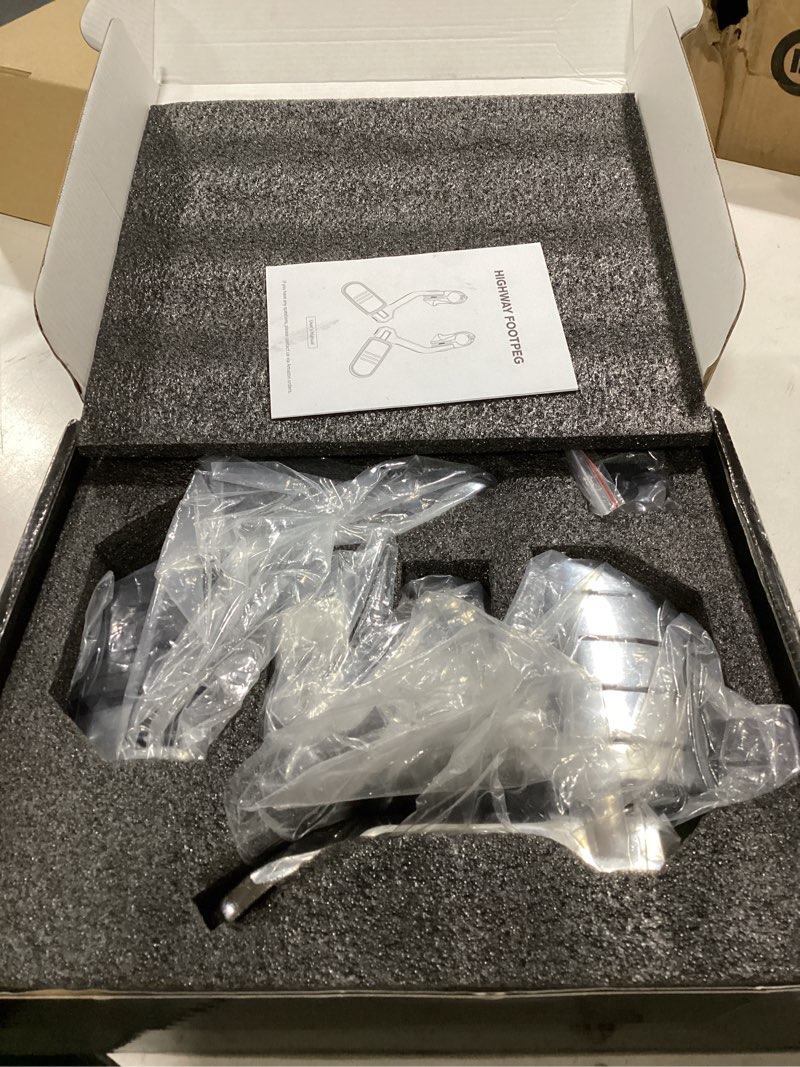 Condition photo showing Good Condition for pbymt highway pegs long angled 304 stainless steel, highway footpegs footrest fit for 1''&1.25''(25/32mm) crash bars compatible with harley davidson touring streel guide chrome chrome long