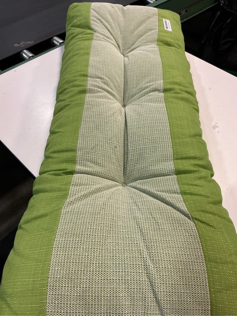 Condition photo showing Good Condition for sunrox lokgrip non slip tufted memory foam bench cushion, fadeshield water resistant durable thicken outdoor/indoor bench seat pads 42x16x4 inch, apple green apple green 42x16 inch (pack of 1)