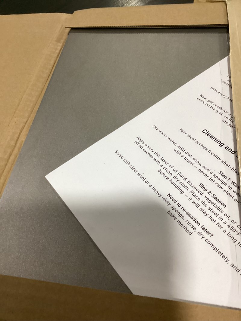 Condition photo showing As Is for thermichef 16" by 16" pizza steel (1/4" thickness) - multipurpose cooking steel for ovens & grills - made in the usa 1/4" steel version 16"x16" square