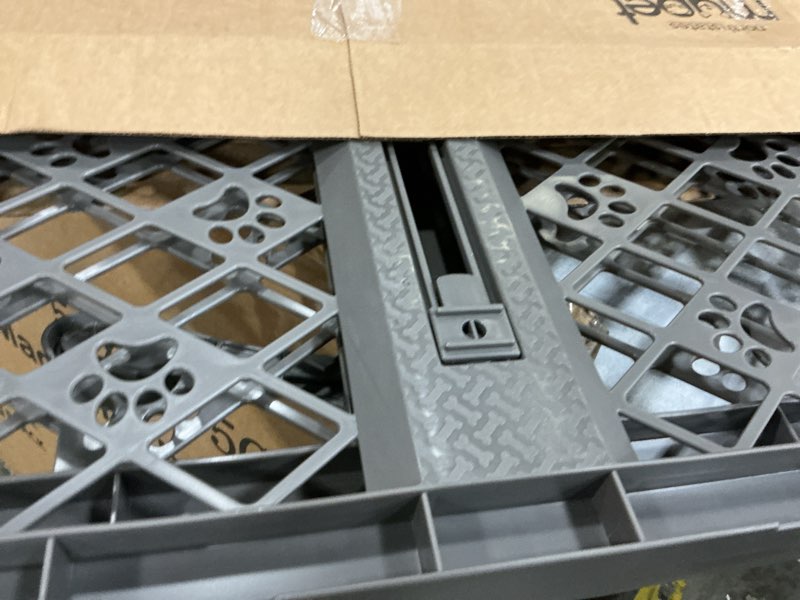 Condition photo showing Good Condition for mypet north states paws portable pet gate: 26-40" wide. pressure mount. no tools needed. made in usa, 23" tall, expandable, durable dog gates for doorways, fieldstone gray