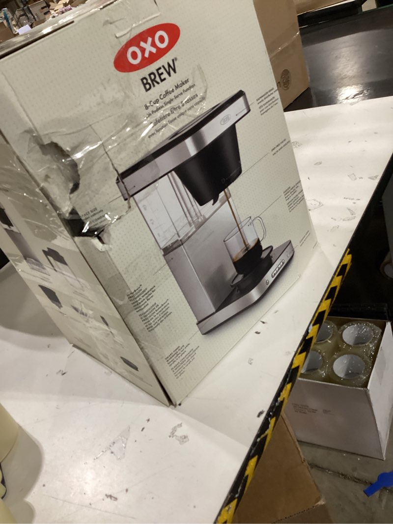 Condition photo showing As Is for OXO Brew 8-Cup Coffee Maker with Podless Single-Serve Function and Glass Carafe - SCA Certified